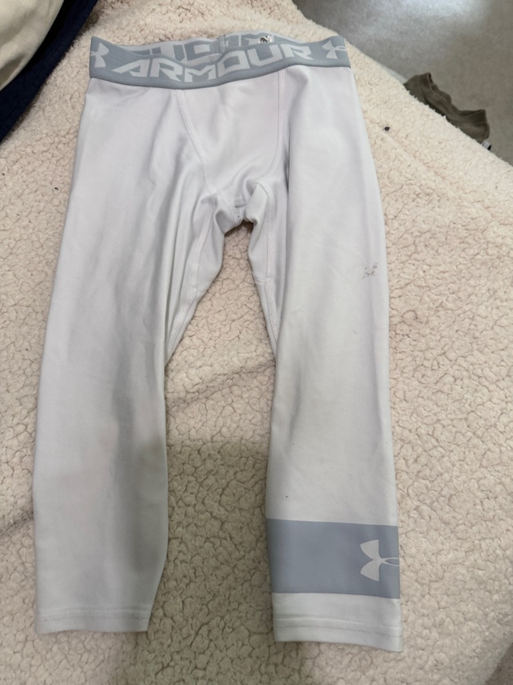 Under Armour White Compression Performance tights with Gray Trim